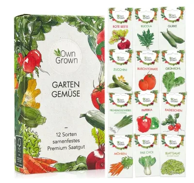 12-Piece Eco-friendly Paper Seed Packets and Custom Gift Box for Home Garden