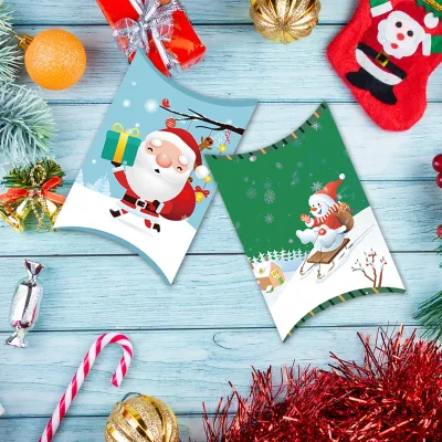 Creative Christmas Themed Snowman Cartoon Party Candy Pillow Box Factory Price Gift Box Decorations for Children
