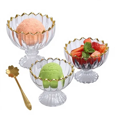 European-style Glass Ice Cream & Dessert Cups Cold Drink Bowl Eco-Friendly