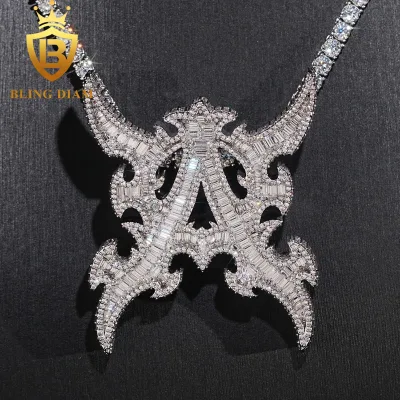 Personalized Customization Pendant for Men Brass Copper Hip Hop Jewelry Vvs Baguette Moissanite D Color