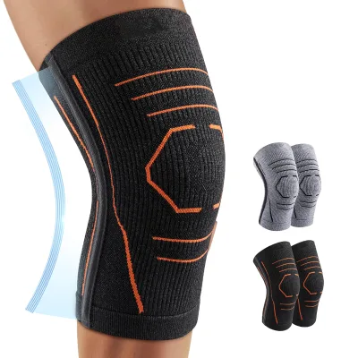 Custom Knitting Breathable Knee Brace Support Nylon Sport Knee Brace Adults Compression Excise Sports Knee Brace