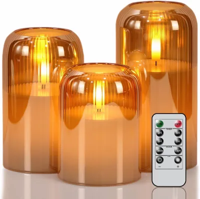 Mermei Flameless Battery-Operated 3D LED Glass Candle ForHome Decoration