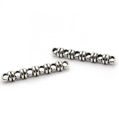 Antique Silver Rectangle Spacer Bar with 6 Holes 3mm Multi Strand Connector Link for Jewelry Making Separated End Bar