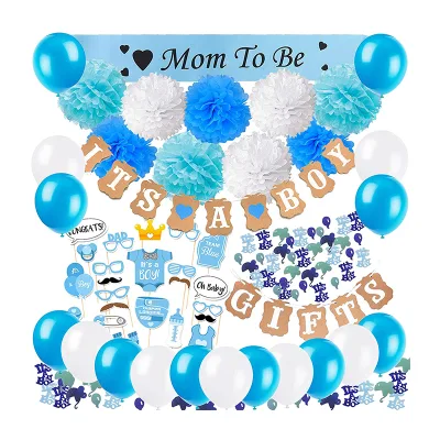 Baby Shower Party Favor Mom to Be Sash It's a Boy Confetti Banner Photo Booth Props Baby Shower Gifts Decorations Set for Boys
