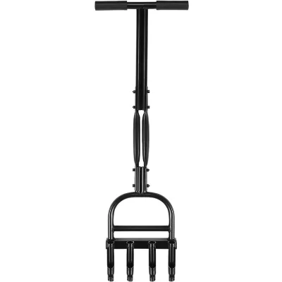 T-Handle Heavy Duty Lawn Core Aerator with 2 Claws Lawn Manual Core Aerator Hand Tools Lawn Spike Aerator with Four Iron Spikes