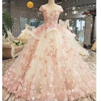 S0396N   Floral Forest-Style Puffy Skirt and Lace Decoration for Bride's Annual Meeting Wedding Party Dress