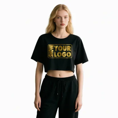 European-size Instagram-style Knitted Printed Pure Cotton Soft Summer 2025 Spicy Girl Outfit Cropped Loose Womens Short-sleeve