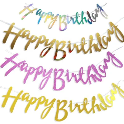 Colorful Happy Birthday Letters Background Pull Flag Baby Shower Birthday Party Banner Garland Decoration