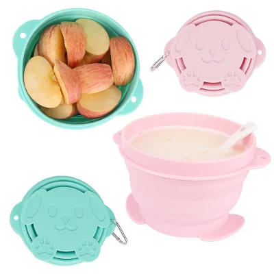 Silicone Bowl Outdoor Portable Travel Folding Bowl With Cover