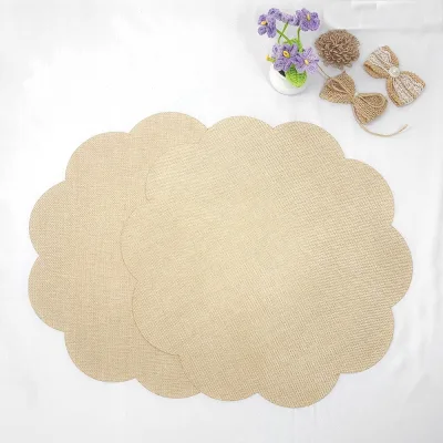 Custom Soft Reusable Woven 100% Jute Petal Shaped Elegant Waterproof Kitchen Placemats for Holidays & Events