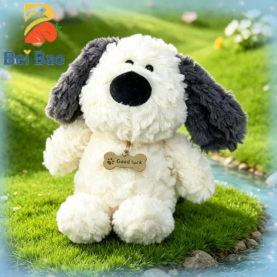 Plushie Manufacturer Custom Logo Dog Doll Plush Toy Soft Stuffed Animal Puppy with PP Cotton Filling 30cm Stress Relief for Kids