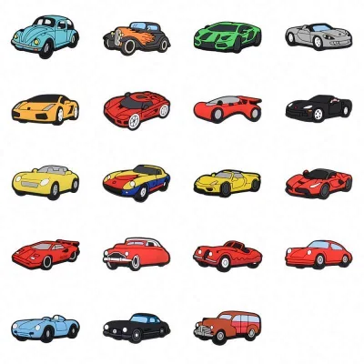 Custom Pickup Trucks Small Car Rubber Lucky Shoe Charms Rainbow Decoration Sport Car Shoe Charm for Gifts for Kids