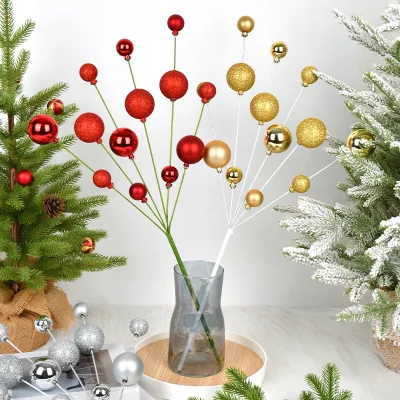 Luxury Christmas Ball Tree Ornaments Gold Silver Red Elegant PVC Fruit Cutting Pendant Scene Decoration Elegant Christmas Ball