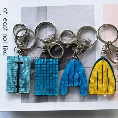 Wholesale Customization Backpack Pendant Small Gift DIY Acrylic Water Ripple Swimming Pool Keychain