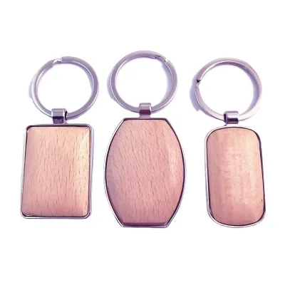 Personalized Wood Key Chain DIY Wooden Key Holder Laser Engraved Bamboo Keyring Many Shapes