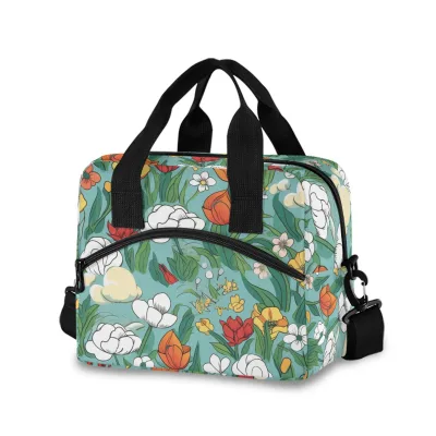 Customized Print Lunch Cooler Bag Thermal Lunch Box Simple Insulated Cooler Bags