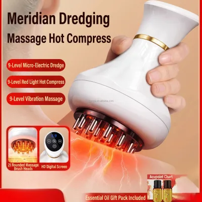 FOYOGA FYG-690 2026 New Cordless Electric Meridian Massage Brush Timing Control Rechargeable Body Scraping Device for Shoulder