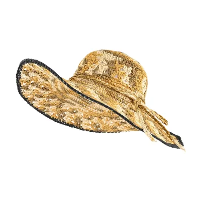 Handwoven Multicolor Paper Wide Brim Straw Hat Women Summer Outdoor Holiday Sun Protection Foldable Beach Hat Two Tone Color