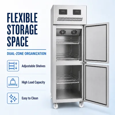 Wholesale Custom Commercial Adjustable Moveable Freezer Double Temperature Air Cooler Upright Commercial Kitchen Refrigerator
