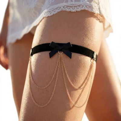 Tassel Bow Choker Leg Ring Y2K Sexy Chic Alloy Leg Chain Womens Anklet Body Chain Jewelry
