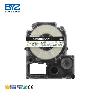 E-B31K/K-B31K Cartoon Label Tape Black on Four-leaf Clover Compatible Printer Ribbon