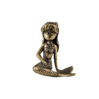 Mermaid Brass Ornaments Office Desktop Bronze Decoration Crafts