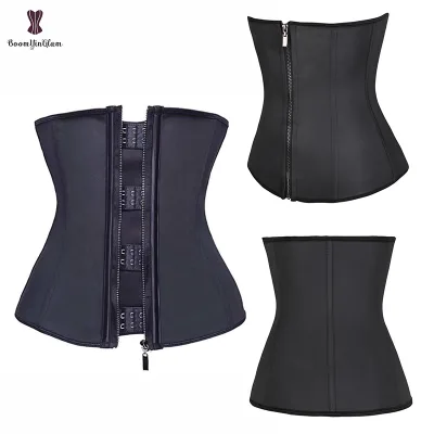 Popular Black Latex Plus Size Breathable Firm Control Women's Girdle with Zipper and Hooks-Ann Chery Corset