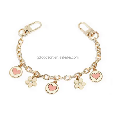 Women's Accessories Customised Bag Charm Key Chain Holder Pretty Charm Pink Color Heart Crystal Charms