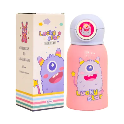 New Eco-Friendly Vacuum Insulated 316 Cute Stainless Steel Thermos Water Bottle with Straw for Children