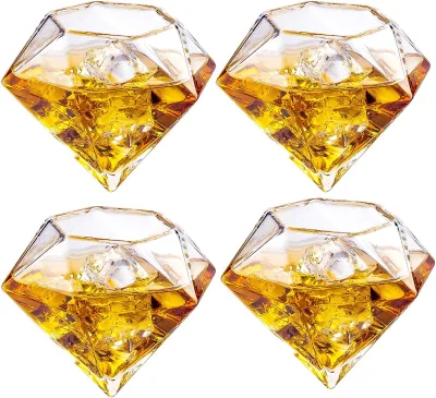 Creative Diamond Shape High Borosilicate Glass Shot Glass Unique Old Fashioned Crystal Whiskey Snifter Glass