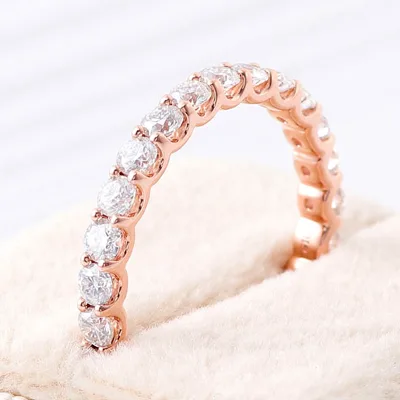 Factory Direct Sale Personalized Customization Minimalist 10k Rose Gold Wedding Ring with Lab Diamond Brilliant Cut for Couples