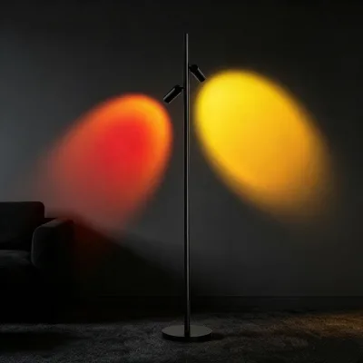 High-End Aluminum Variable Beam Double Head Sunset Projection Floor Light Anti Glare Soft Ambient Light for Interior Decoration