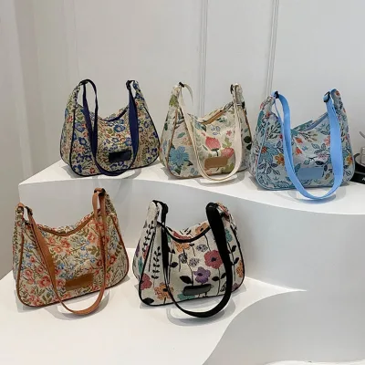 Fashion Printed Canvas Handbag Shoulder Shopping Tote Bag for Women Lady College Girls