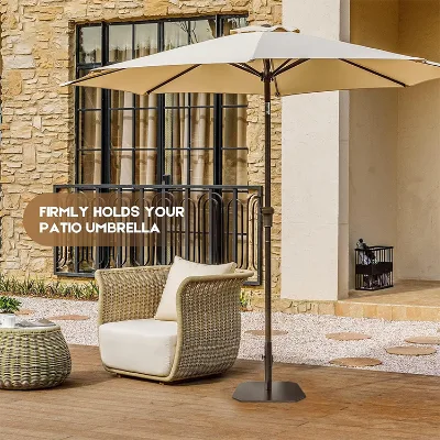 JH-Mech Parasol Base Non-Rust Heavy Duty Outdoor 26 Lbs Dark Brown Parasol Base Metal Plate