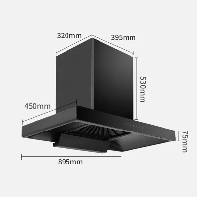 Wall Mounted T-Shaped Range Hood with Easy Clean Filter and Quiet Operation Three-Speed Wind Electric Range Hood