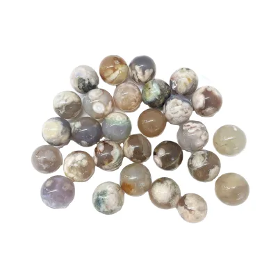 2-3 cm Natural Flower Agate Druzy Geode Sphere Healing Stone Cherry Blossom Agate Crystals Ball for Gift