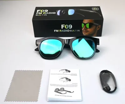 New for Glasses Earphones AI Smart Wireless Sports Driving Cross-Border F09 Solar-Powered FM Radio Sensing Headphones