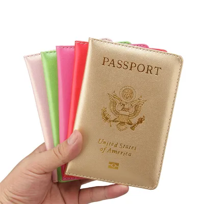 WholesaleThe United States of America Passport Holder Shinny Surface Multi 9 Colors Gold Foiled Debossed Passport Case PU