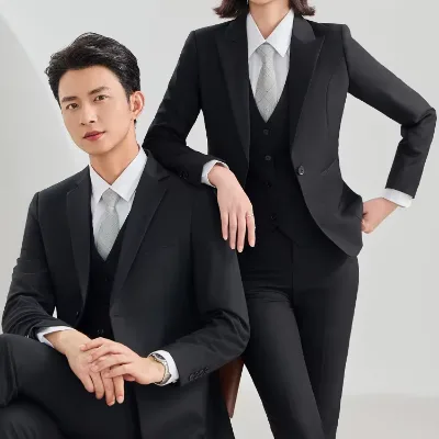 Slim Fit Royal Blue Unisex Business Suit Men & Women Matching Formal Office Work Uniform Jacket Trousers for Corporate Staff