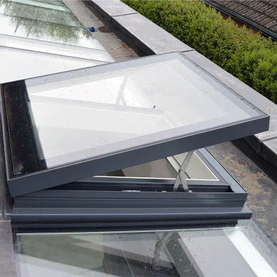 Double Glazed Sliding Skylights Electric Automatic Roof Access Hatch Remote Control Aluminum Alloy Frame for Ceiling Roof Window