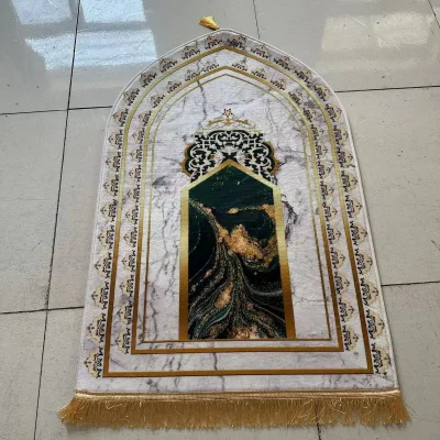 High Quality Polyester Jewish Prayer Mat with Gold Thread Embroidery Washable Travel & Car Use Synagogue Ceremony