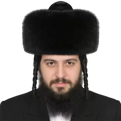 Black fox Fur Kippah Spodik Kolpik Hat Jewish Purim Hat Natural fox Fur Costume Orthodox Hasidic Rabbi Headgear Jewish Noble Men