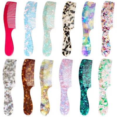 AITONGPortable Mini Portable Hair Comb Large Wide-Tooth Fine-Crafted Niche Design Acetate Comb Head 14-20cm Short-Hair Comb