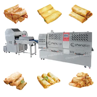 Automatic Chinese Spring Roll Pastry Sheet Forming Machine Industrial Baking Stuffing Production Line Factory Price
