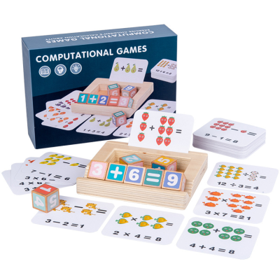 Unisex Wooden Counting & Spelling Game Develop Math Operation Ability with Letter Matching Mathematics Word Exercise