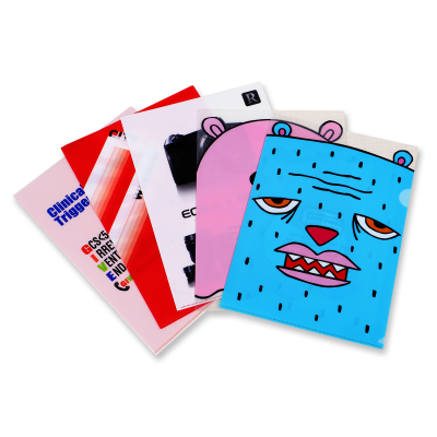 White Transparent PP Case Personalized High Definition Digital Full Color Printing Customized A4 L-Shape L File Folders
