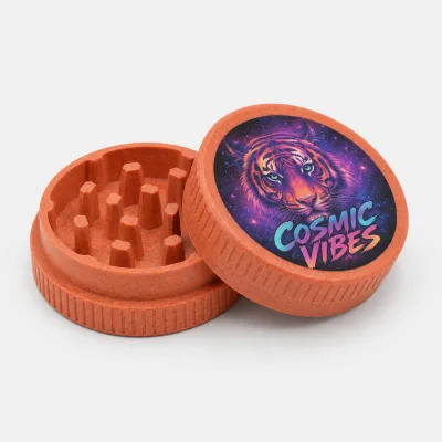 Biodegradable Orange Wheat Straw 2 Part Custom Tiger Graphic Anti Slip Portable Herb Grinder