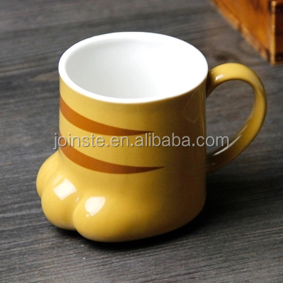 Custom Yellow Cat Claw Ceramic Coffee Mug