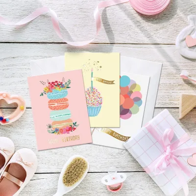 Foil Bulk Birthday Card Classification Bulk Birthday Happy Card with Envelope Box Set - Various Blank Birthday Cards