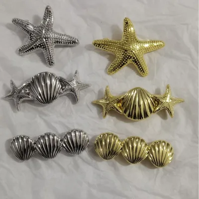 Elegant Fan-Shaped Starfish Hair Barrette 5cm Alloy Curved Accessory for Hair Decoration Simple Temperament